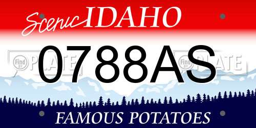 0788AS Idaho License Plate