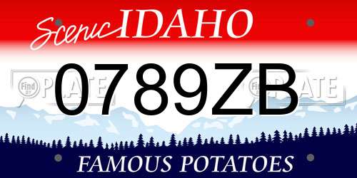 0789ZB Idaho License Plate
