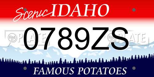 0789ZS Idaho License Plate