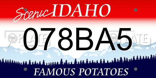 078BA5 Idaho License Plate