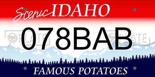 078BAB Idaho License Plate