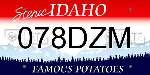 078DZM Idaho License Plate
