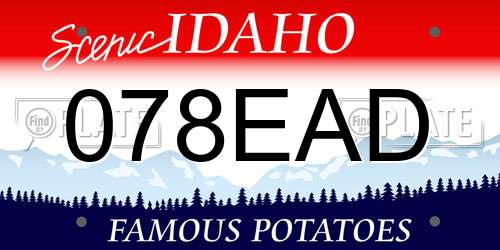 078EAD Idaho License Plate