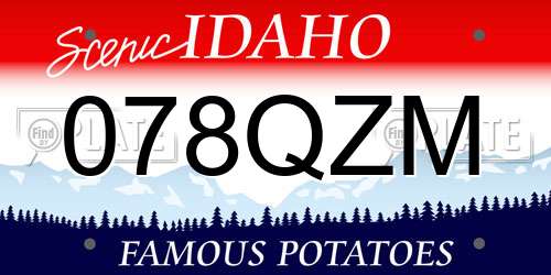 078QZM Idaho License Plate