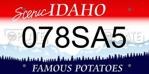 078SA5 Idaho License Plate