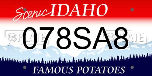 078SA8 Idaho License Plate