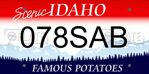 078SAB Idaho License Plate