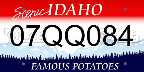 07QQ084 Idaho License Plate