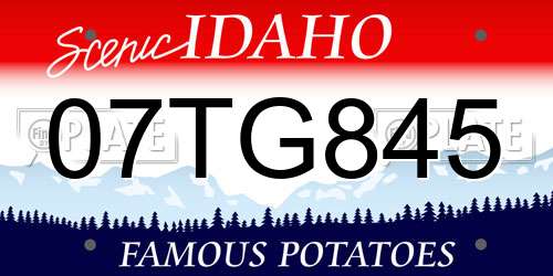 07TG845 Idaho License Plate