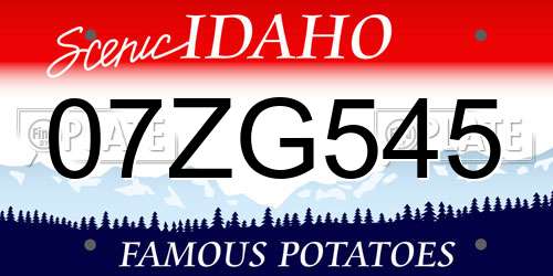 07ZG545 Idaho License Plate
