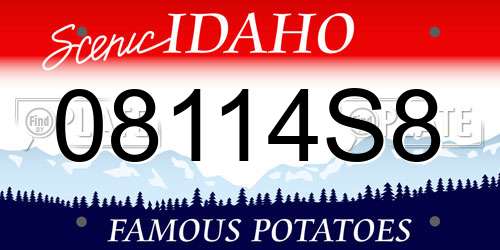 08114S8 Idaho License Plate