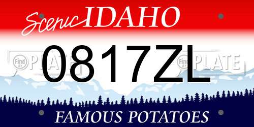 0817ZL Idaho License Plate