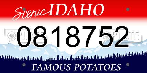 0818752 Idaho License Plate