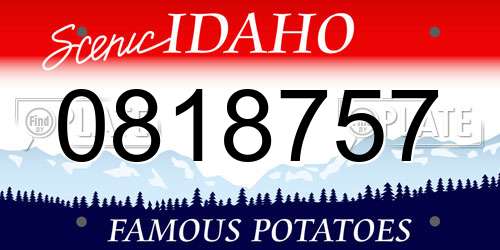 0818757 Idaho License Plate