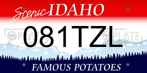 081TZL Idaho License Plate