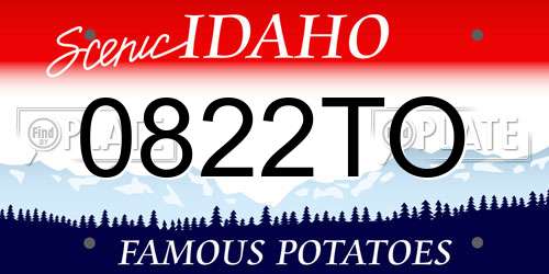 0822TO Idaho License Plate