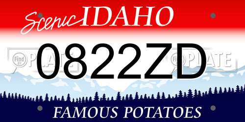 0822ZD Idaho License Plate