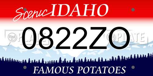 0822ZO Idaho License Plate