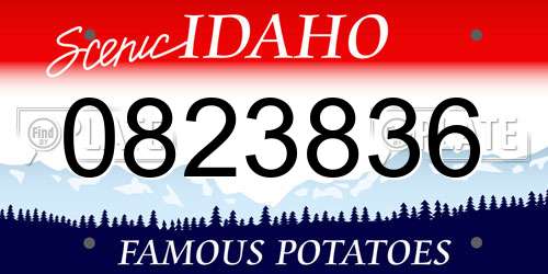 0823836 Idaho License Plate