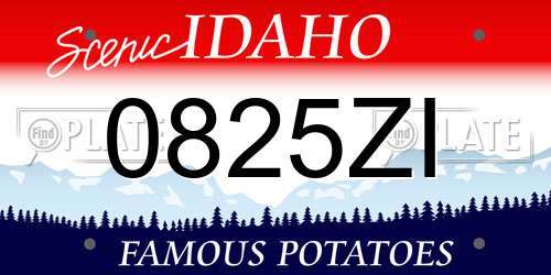 0825ZI Idaho License Plate