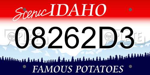 08262D3 Idaho License Plate