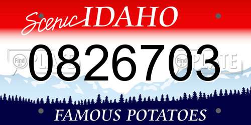 0826703 Idaho License Plate