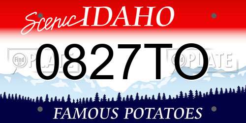 0827TO Idaho License Plate