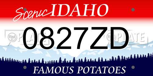0827ZD Idaho License Plate