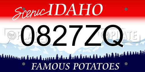 0827ZQ Idaho License Plate