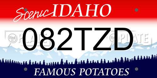 082TZD Idaho License Plate