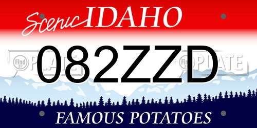 082ZZD Idaho License Plate