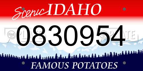 0830954 Idaho License Plate