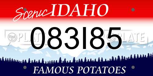 083I85 Idaho License Plate