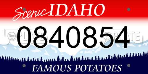 0840854 Idaho License Plate