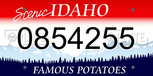 0854255 Idaho License Plate