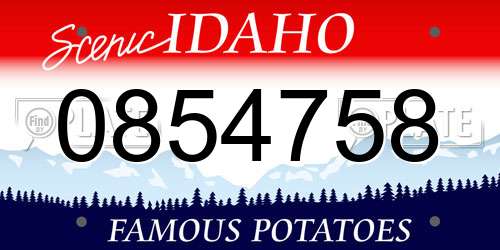0854758 Idaho License Plate