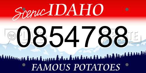 0854788 Idaho License Plate