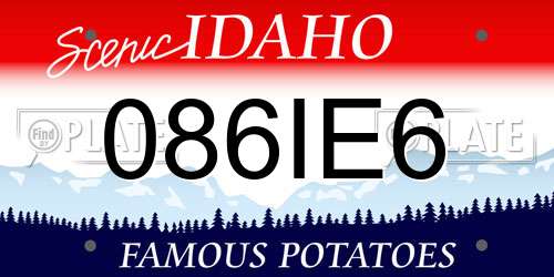 086IE6 Idaho License Plate