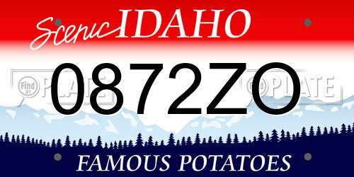 0872ZO Idaho License Plate