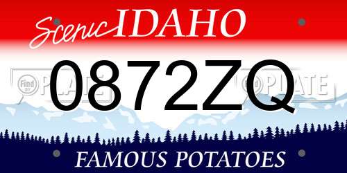 0872ZQ Idaho License Plate