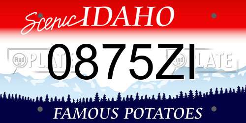 0875ZI Idaho License Plate