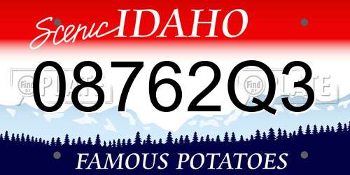 08762Q3 Idaho License Plate