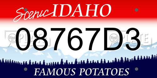 08767D3 Idaho License Plate