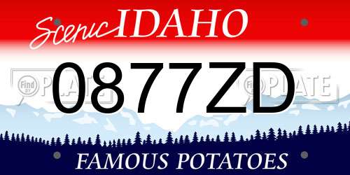 0877ZD Idaho License Plate