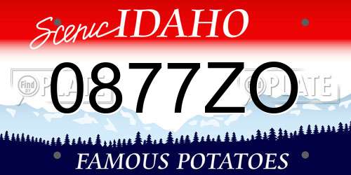 0877ZO Idaho License Plate