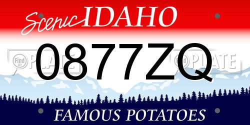 0877ZQ Idaho License Plate