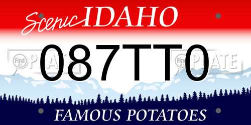 087TT0 Idaho License Plate