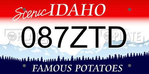 087ZTD Idaho License Plate