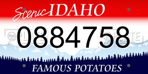 0884758 Idaho License Plate