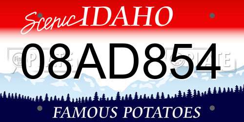 08AD854 Idaho License Plate